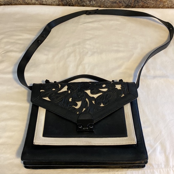 Loeffler Randall Handbags - Loeffler Randall Rider Bag in black and white floral